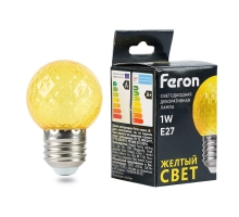 Лампа светодиодная Feron E27 1W желтая LB-385 52161