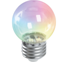 Лампа светодиодная Feron E27 1W RGB прозрачный LB-37 38129