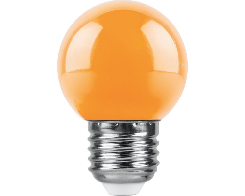 Лампа светодиодная Feron E27 1W RGB оранжевый LB-37 38124