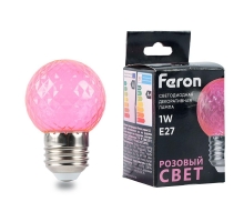 Лампа светодиодная Feron E27 1W розовая LB-385 52177