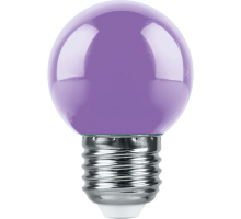 Лампа светодиодная Feron E27 1W RGB фиолетовый LB-37 38125