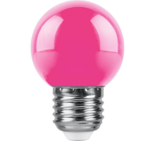 Лампа светодиодная Feron E27 1W RGB розовый LB-37 38123