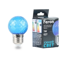 Лампа светодиодная Feron E27 1W синяя LB-385 52162
