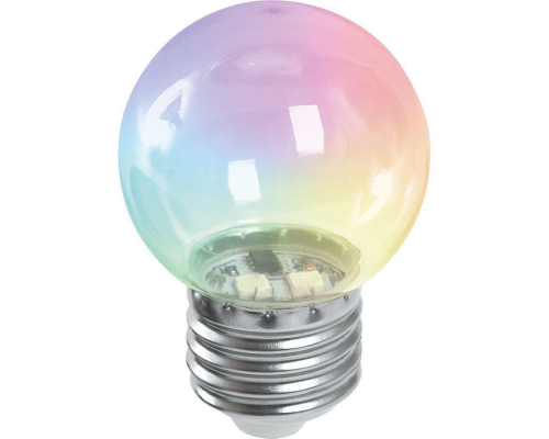 Лампа светодиодная Feron E27 1W RGB прозрачный LB-37 38132