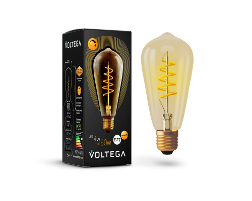 Лампа светодиодная диммируемая Voltega E27 4W 2000К прозрачная VG10-ST64GE27warm4W-FB 7077