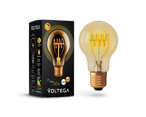 Лампа светодиодная диммируемая Voltega E27 4W 2000К прозрачная VG10-A60GE27warm4W-FB 7078