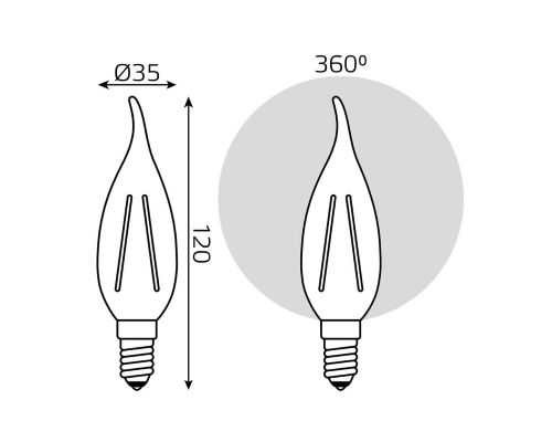 Лампа светодиодная филаментная Gauss E14 11W 2700К прозрачная 104801111