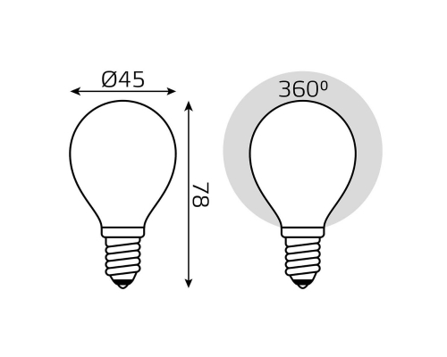 Лампа светодиодная филаментная Gauss E14 5W 2700К матовая 105201105