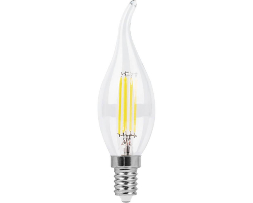 Лампа светодиодная филаментная Feron E14 11W 2700K Свеча на ветру Прозрачная LB-714 38010