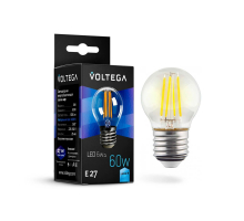 Лампа светодиодная филаментная Voltega E27 6W 4000К прозрачная VG10-G1E27cold6W-F 7024