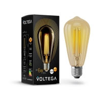 Лампа светодиодная филаментная Voltega E27 6W 2800К золотая VG10-ST64Gwarm6W 5526