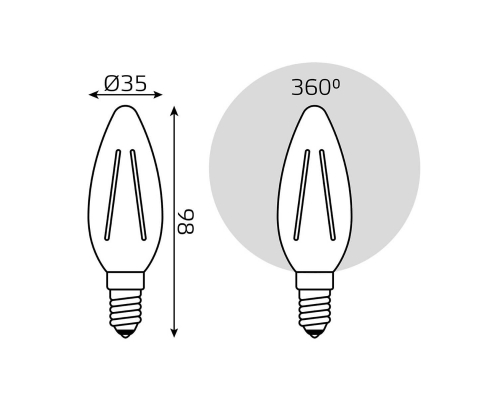Лампа светодиодная филаментная Gauss E14 7W 2700К прозрачная 103801107