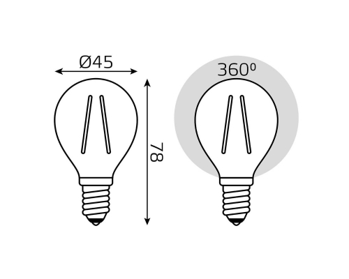 Лампа светодиодная филаментная Gauss E14 5W 4100K прозрачная 105801205