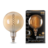 Лампа светодиодная филаментная Gauss E27 8W 2400K золотая 154802008