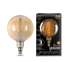 Лампа светодиодная филаментная Gauss E27 8W 2400K золотая 154802008