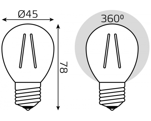 Лампа светодиодная филаментная Gauss E27 13W 2700K прозрачная 105802113