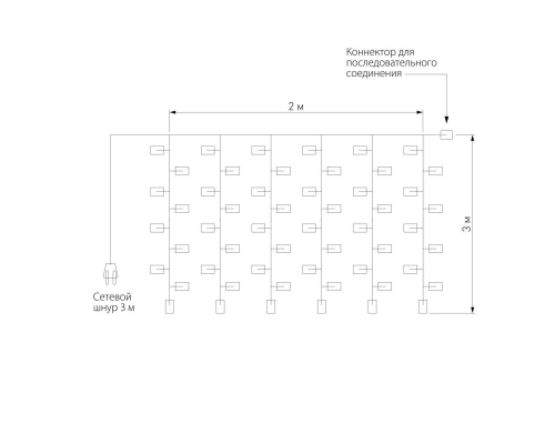 Гирлянда Eurosvet занавес 2*3м IP65 200-101 белый с мерцанием