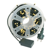 Светодиодная гирлянда на бобине Feron CL98 линейная 50м + 3м 230V 2700К, c питанием от сети, зеленый шнур 51436