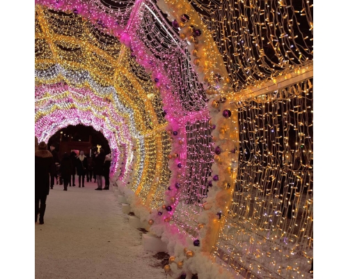 Уличная светодиодная гирлянда Ardecoled нить 230V розовый/белый ARD-String-Classic-10000-Clear-100Led-Flash Pink 025792