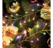 Светодиодная гирлянда Кластер (на проволоке) Feron CL584 линейная 12м  мультиколор, c питанием от сети 230V, прозрачный шнур 51449