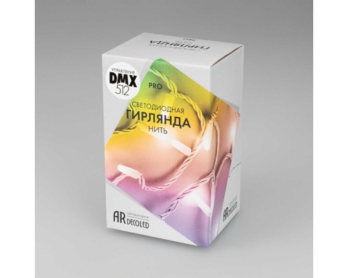 Уличная светодиодная гирлянда Ardecoled нить 24V разноцветная ARD-String-Pro-10000-Black-95Led-Live RGBW-DMX 031751