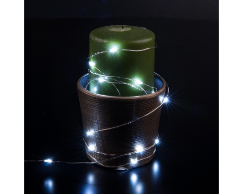 Светодиодная гирлянда Eurosvet Нить Роса 3хАА 400-006 белый