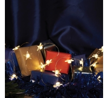 Светодиодная гирлянда Feron CL589 линейная Звездочки на проволоке, 2700К, с питанием от батареек, прозрачный шнур 2.3м 51445