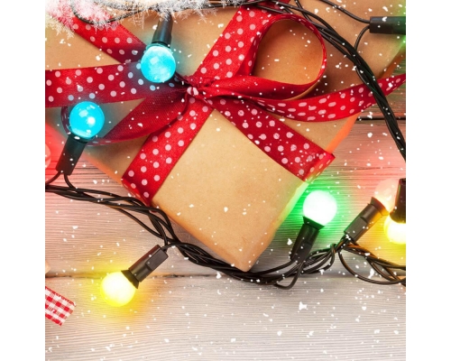 Уличная светодиодная гирлянда Ardecoled шарики 230V разноцветный ARD-Ball-Classic-D13-20000-Black-200Led RGB 025579