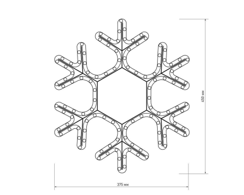 Светодиодная фигура Ardecoled Снежинка ARD-Snowflake-M7-450X375-126Led Warm 025315