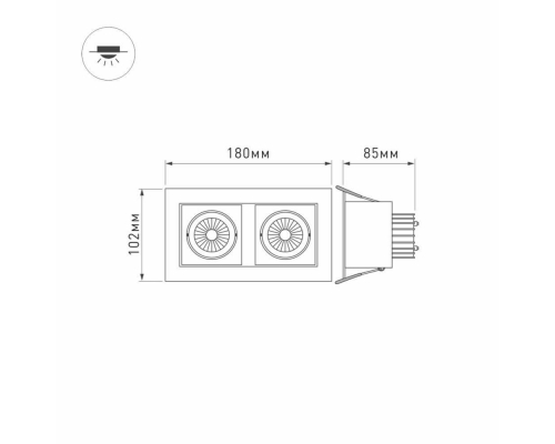 Встраиваемый светодиодный светильник Arlight CL-Kardan-S180x102-2x9W Day 024138