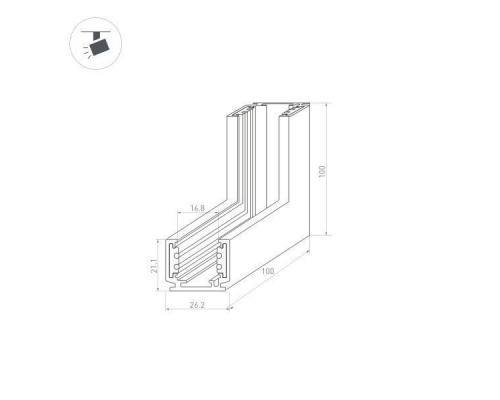 Коннектор L-образный внутренний Arlight Mag-Orient-Con-2620-L90-INT 036022