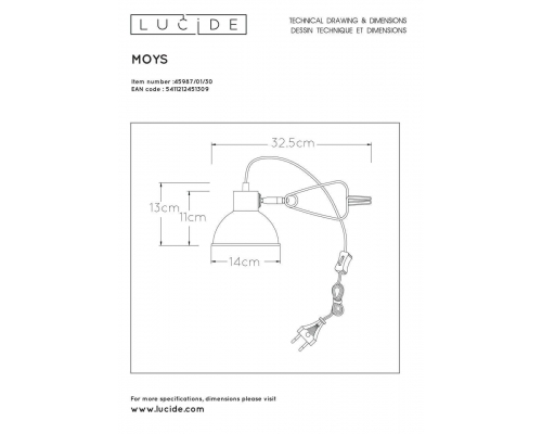 Настольная лампа Lucide Moys 45987/01/30