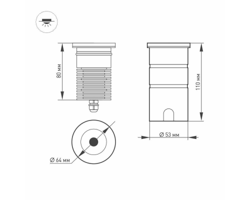 Ландшафтный светодиодный светильник Arlight LTD-Ground-R65-6W Warm3000 026449