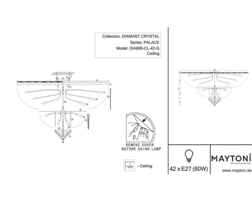 Потолочная люстра Maytoni Palace DIA890-CL-42-G