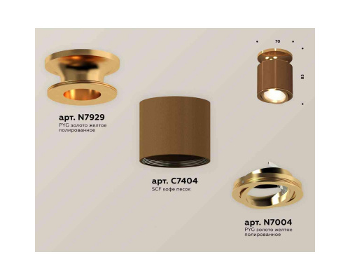 Комплект накладного светильника Ambrella light Techno Spot XS7404120 SCF/PYG кофе песок/золото желтое полированное (N7929, C7404, N7004)