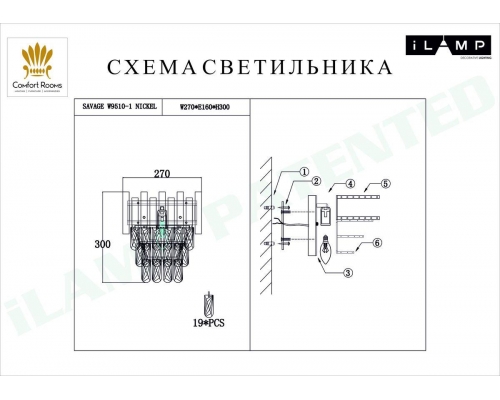 Настенный светильник iLamp Savage W9510-1 NIC