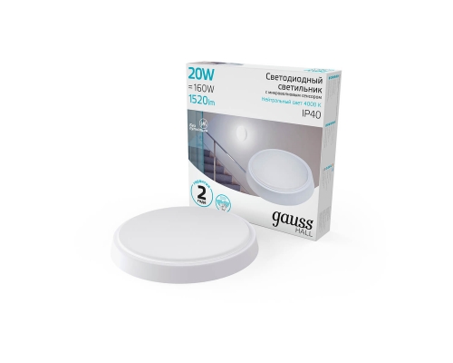 Настенно-потолочный светодиодный светильник Gauss Hall 193411220-S