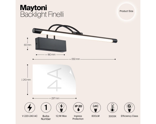 Подсветка для картин Maytoni Finelli MIR004WL-L12B