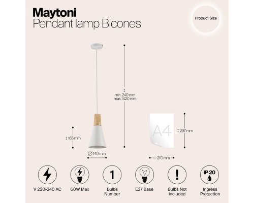 Подвесной светильник Maytoni Bicones P359-PL-140-W
