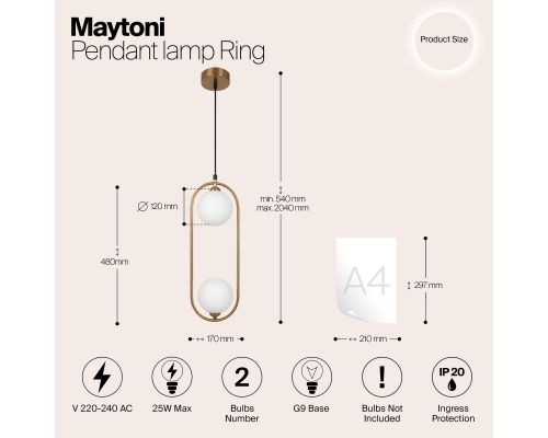 Подвесной светильник Maytoni Ring MOD013PL-02BS1