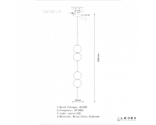 Подвесной светодиодный светильник iLedex Omega 10678P/4-20W-3000K BK-WH