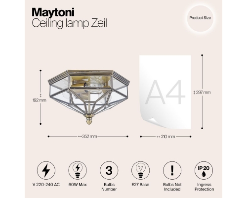 Потолочный светильник Maytoni Zeil H356-CL-03-BZ