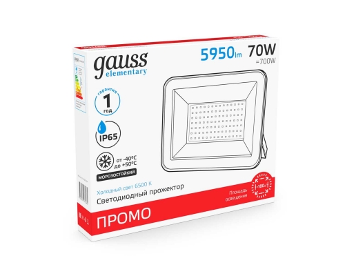 Прожектор светодиодный Gauss 70W 613100370