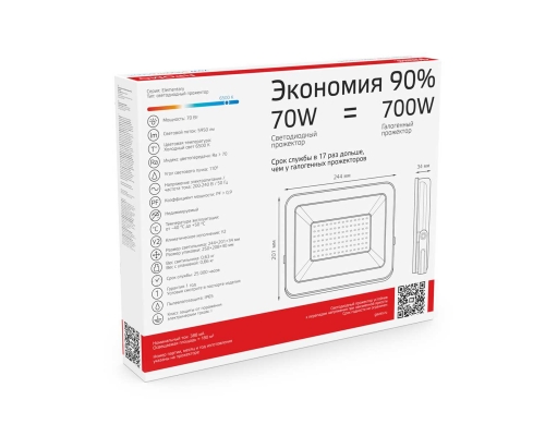 Прожектор светодиодный Gauss 70W 613100370