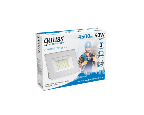 Прожектор светодиодный Gauss Slim 50W 6500К 613120350