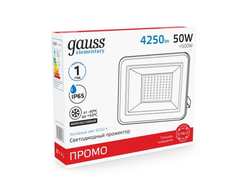 Прожектор светодиодный Gauss 50W 613100350