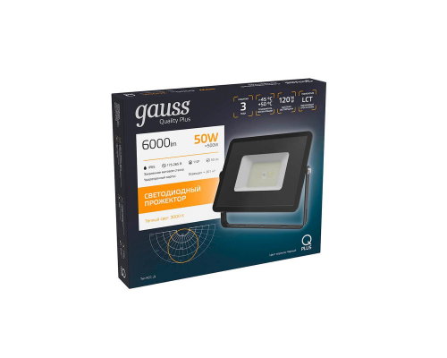 Прожектор светодиодный Gauss Qplus 50W 3000К 613511150