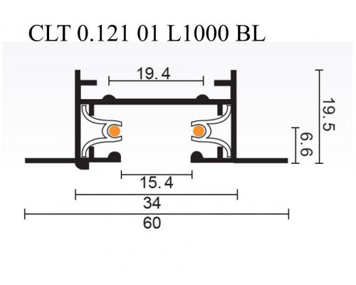 Шинопровод встраиваемый однофазный Crystal Lux CLT 0.121 01 L1000 BL