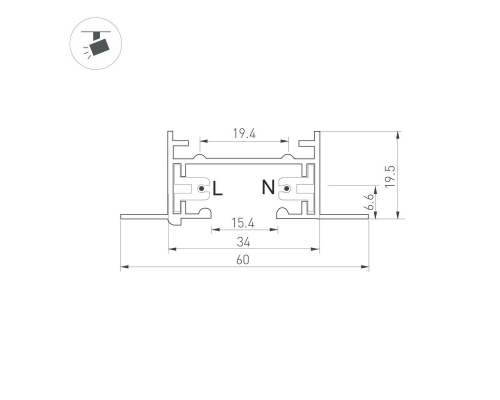 Шинопровод встраиваемый Arlight LGD-2TR-Track-F-1000-BK-M 038672