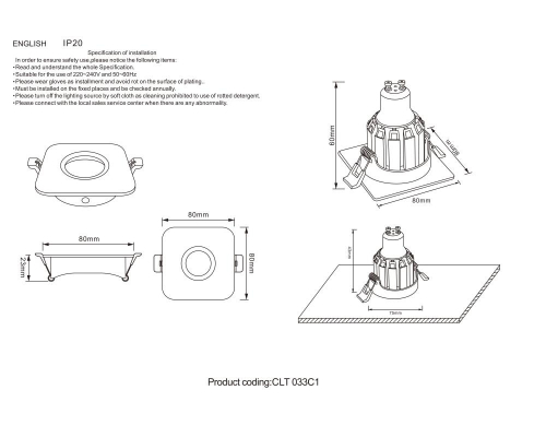 Встраиваемый светильник Crystal Lux CLT 033C1 WH